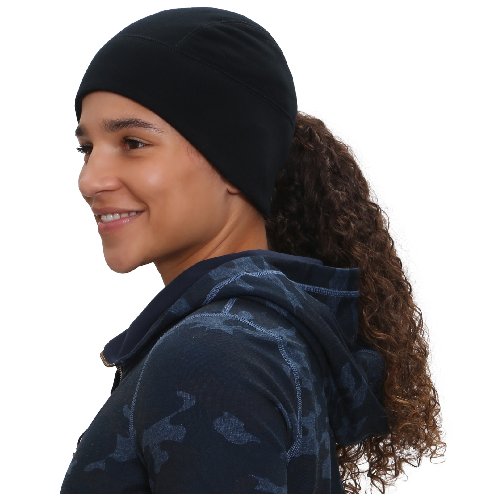 Womens Merino Ponytail Beanie