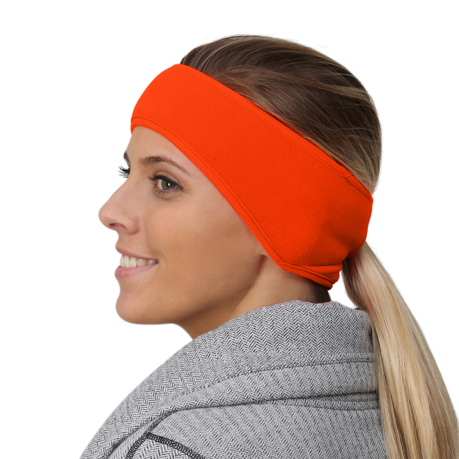 Fleece Ponytail Headband Hunter Orange